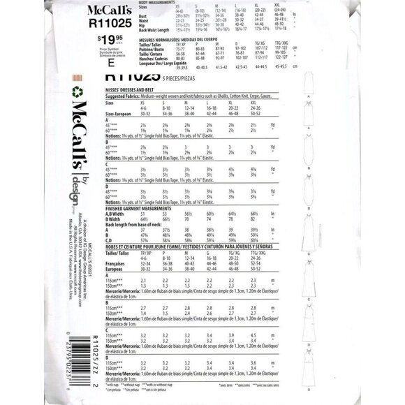McCall's R11025 Misses L to XXL Learn to Sew Easy Dress Uncut Sewing Pattern - Picture 2 of 2